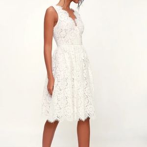 Lulu's White Lace Skater Dress